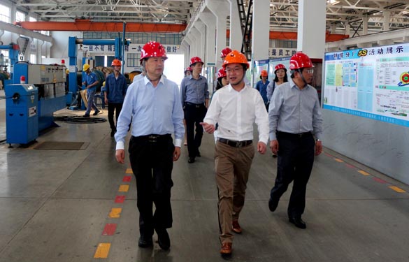 2016年5月6日，，，，江苏省法制办主任于爱荣在集团总司理丁志鸿陪同下旅行生产现场